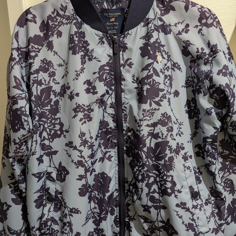 Floral Bomber Jacket in Purple and Gray